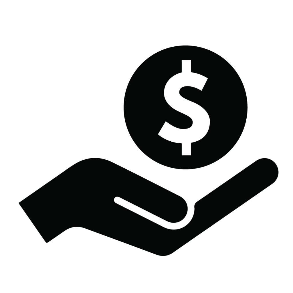 Icon of hand and dollar bill sign